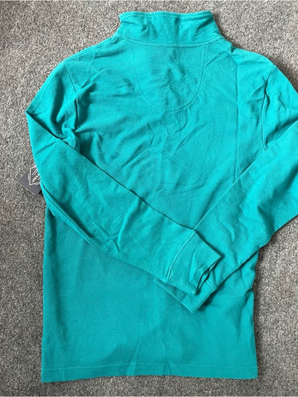 St. John's Bay Teal Quarter-Zip Sweater with Navy Collar - Picture 8 of 8